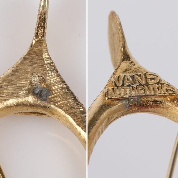 VTG 60s 70s Vans Authentics Gold Wishbone Brooch - Picture 7 of 8